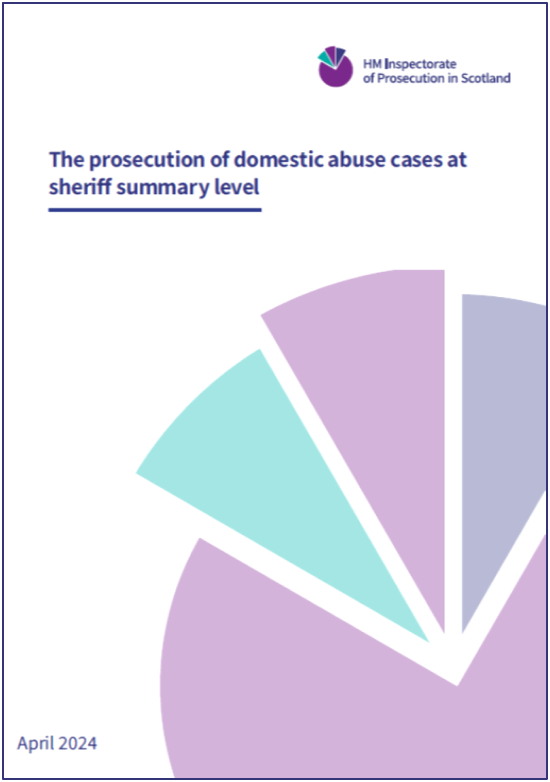 Front cover of report on the prosecution of domestic abuse cases at sheriff summary level dated April 2024